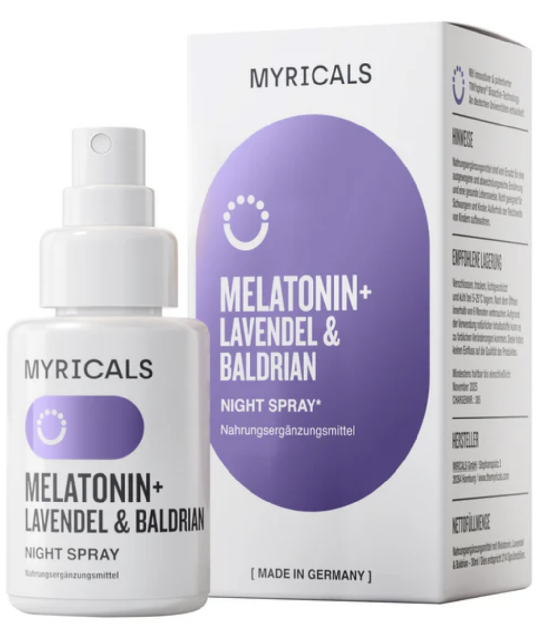 MYRICALS Melatonin + Lavendel & Baldrian Supplement